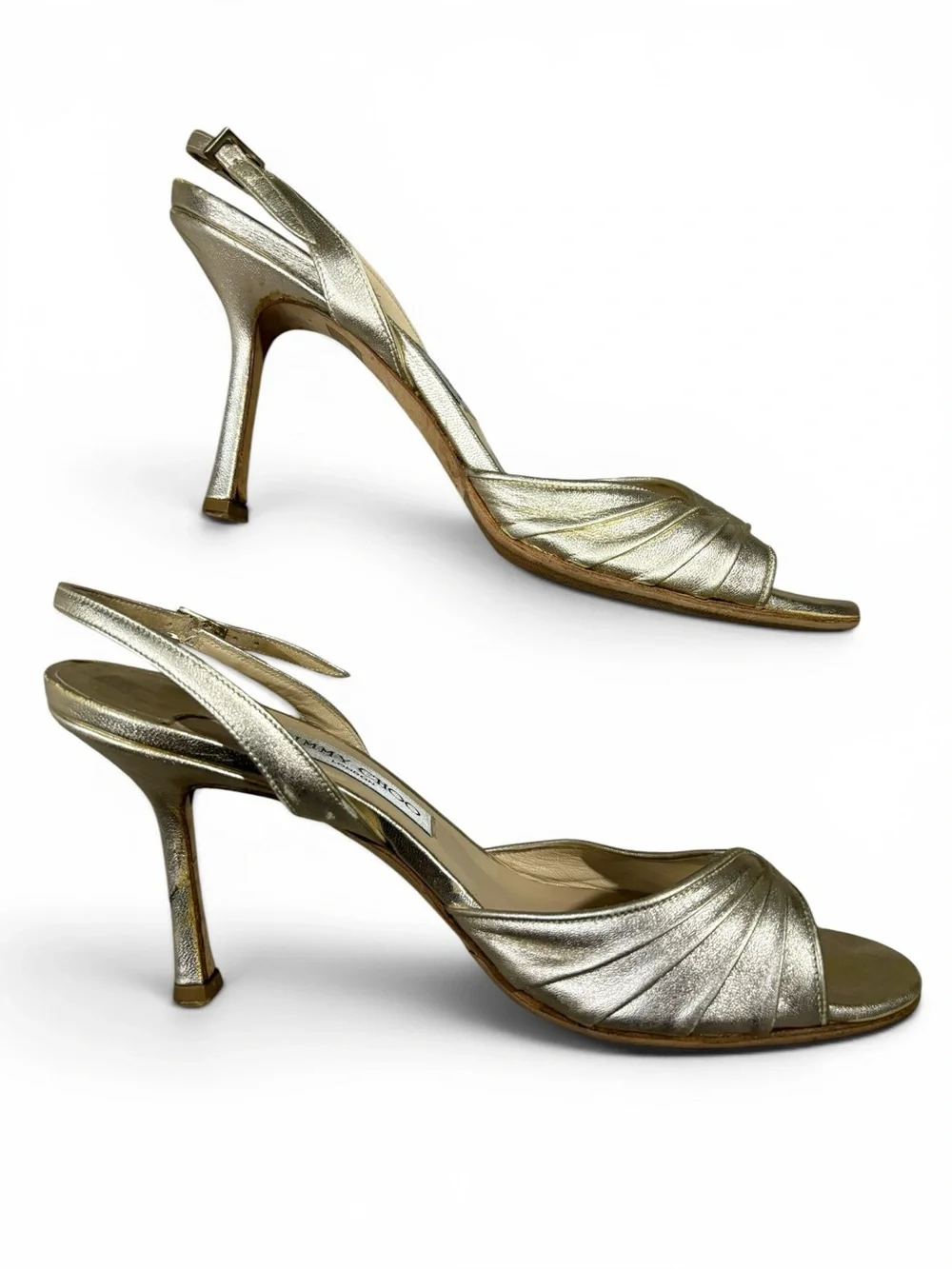 Jimmy Choo Gold Metallic Ankle Strap Heels Size Women’s 38 / 8